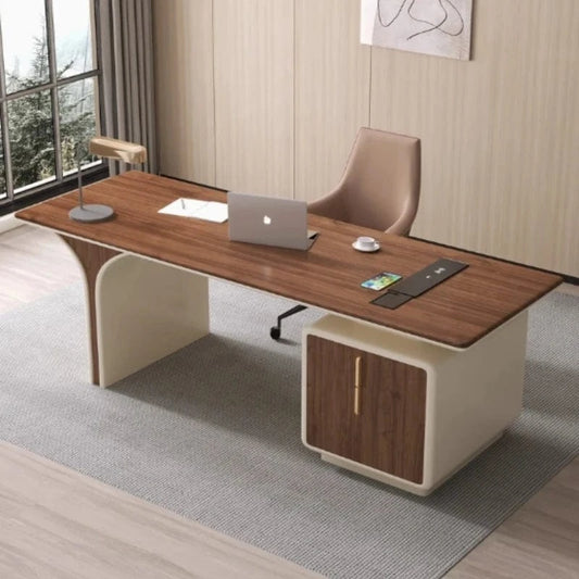 Bureau scandinave blanc et bois massif