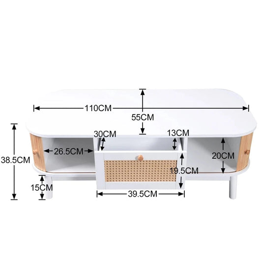 Table basse design scandinave avec cannage