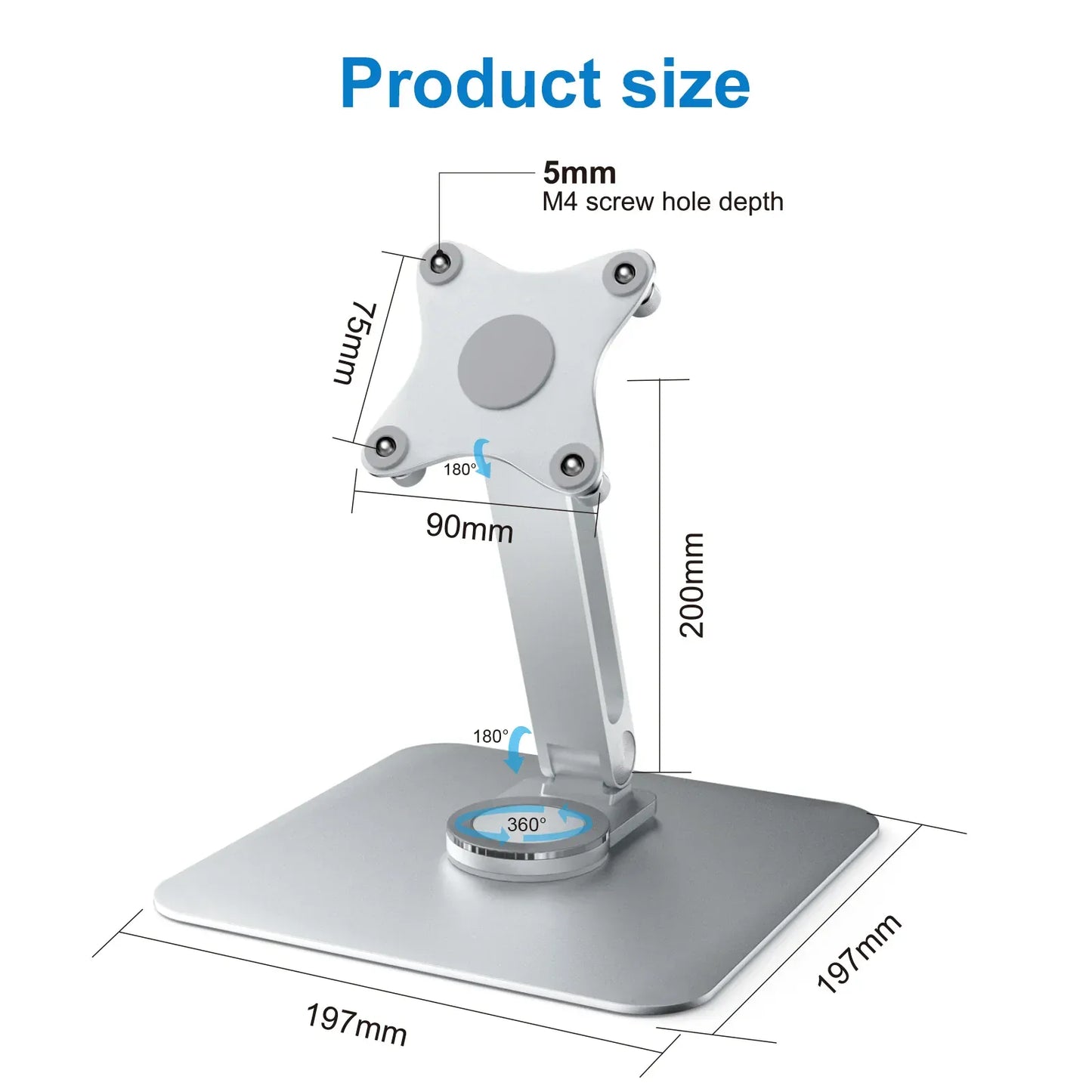 Support écran portable rotation 360° aluminium