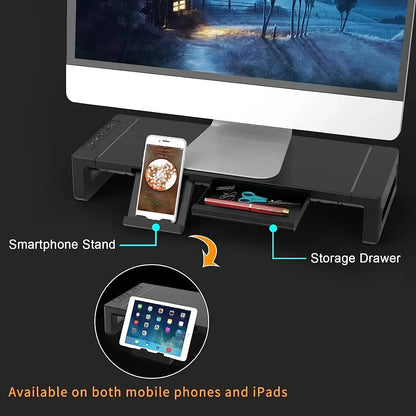 Rehausseur écran pliable avec tiroir et port USB
