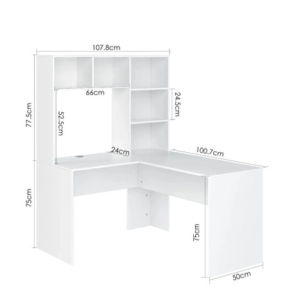 Bureau angle blanc avec etagere