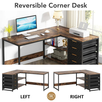 Bureau noir et bois avec rangement