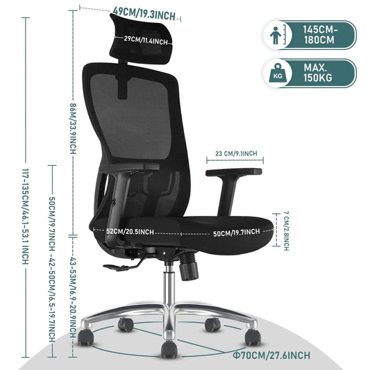 Chaise de bureau ergonomique en maille