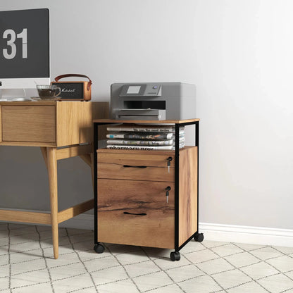 Caisson bureau à tiroirs en bois