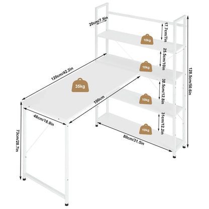 Bureau blanc équipé d'une étagère