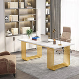 Bureau blanc et doré