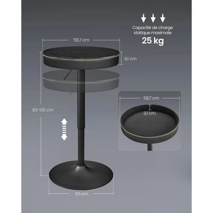 Table ronde haute aspect cuir