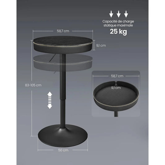 Table ronde haute aspect cuir