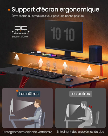 Bureau de gamer petit espace rouge et noir