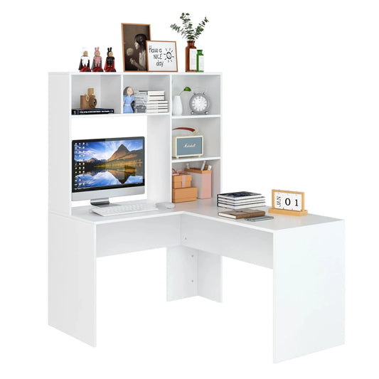 Bureau angle blanc avec etagere
