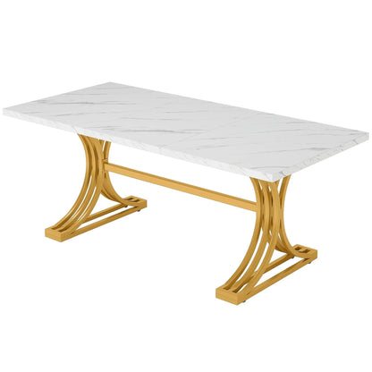 Table de réunion blanche et doré