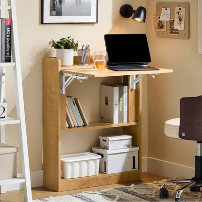 Bureau pliable petit espace avec étagère