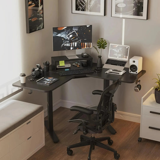 Bureau d'angle assis debout electrique