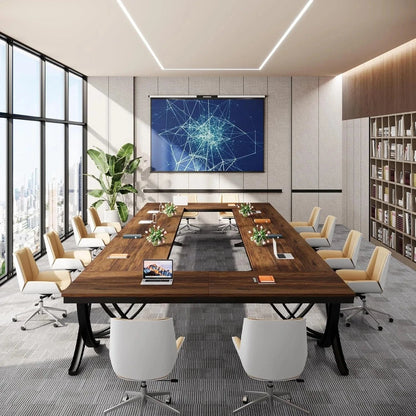 Grande table de réunion bois et métal