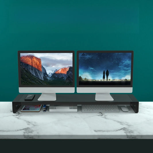 Rehausseur double écran PC 110 cm avec rangement