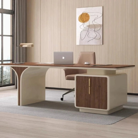 Bureau scandinave blanc et bois massif