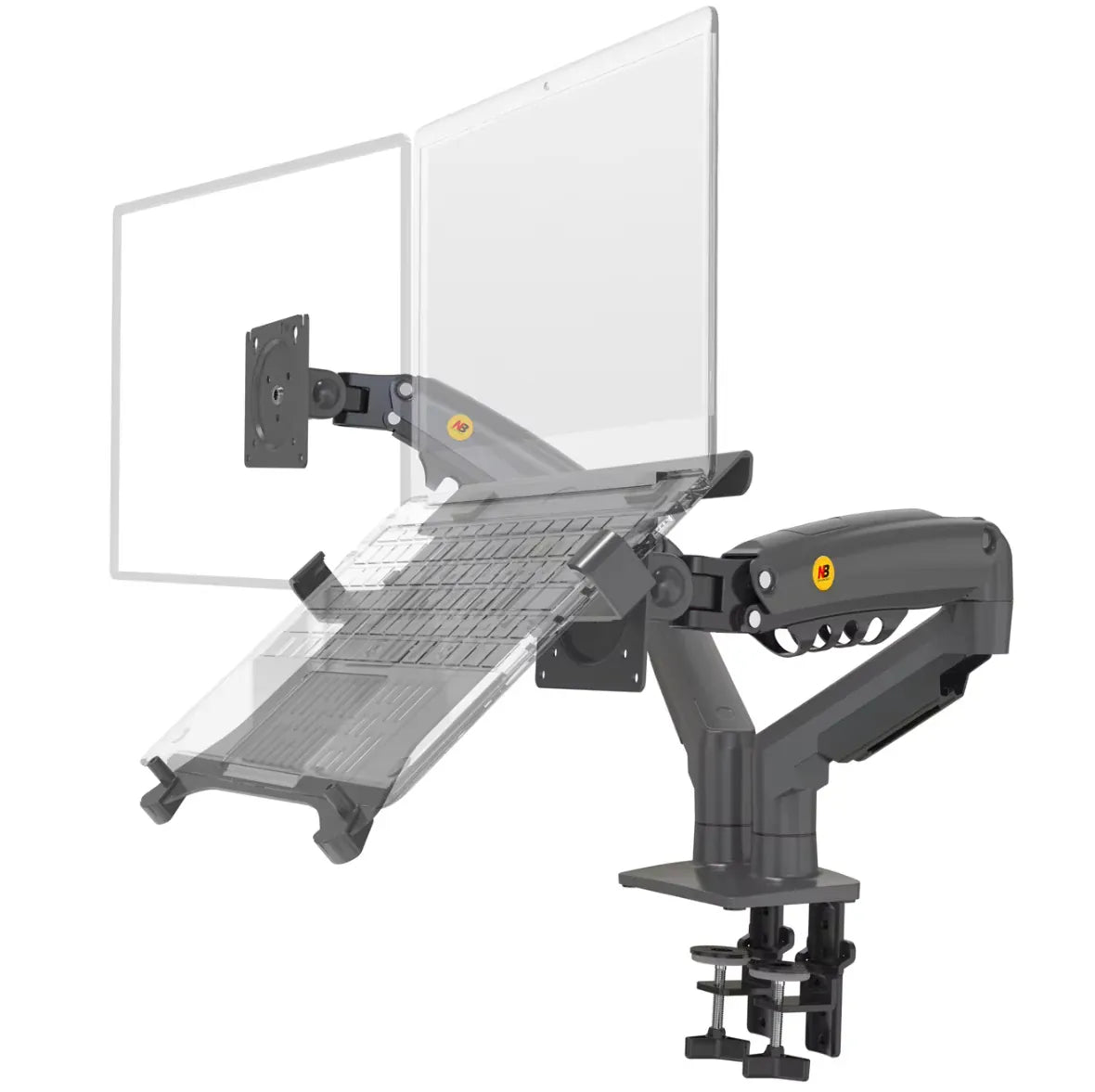 Bras articulé écran PC et support laptop ressort à gaz