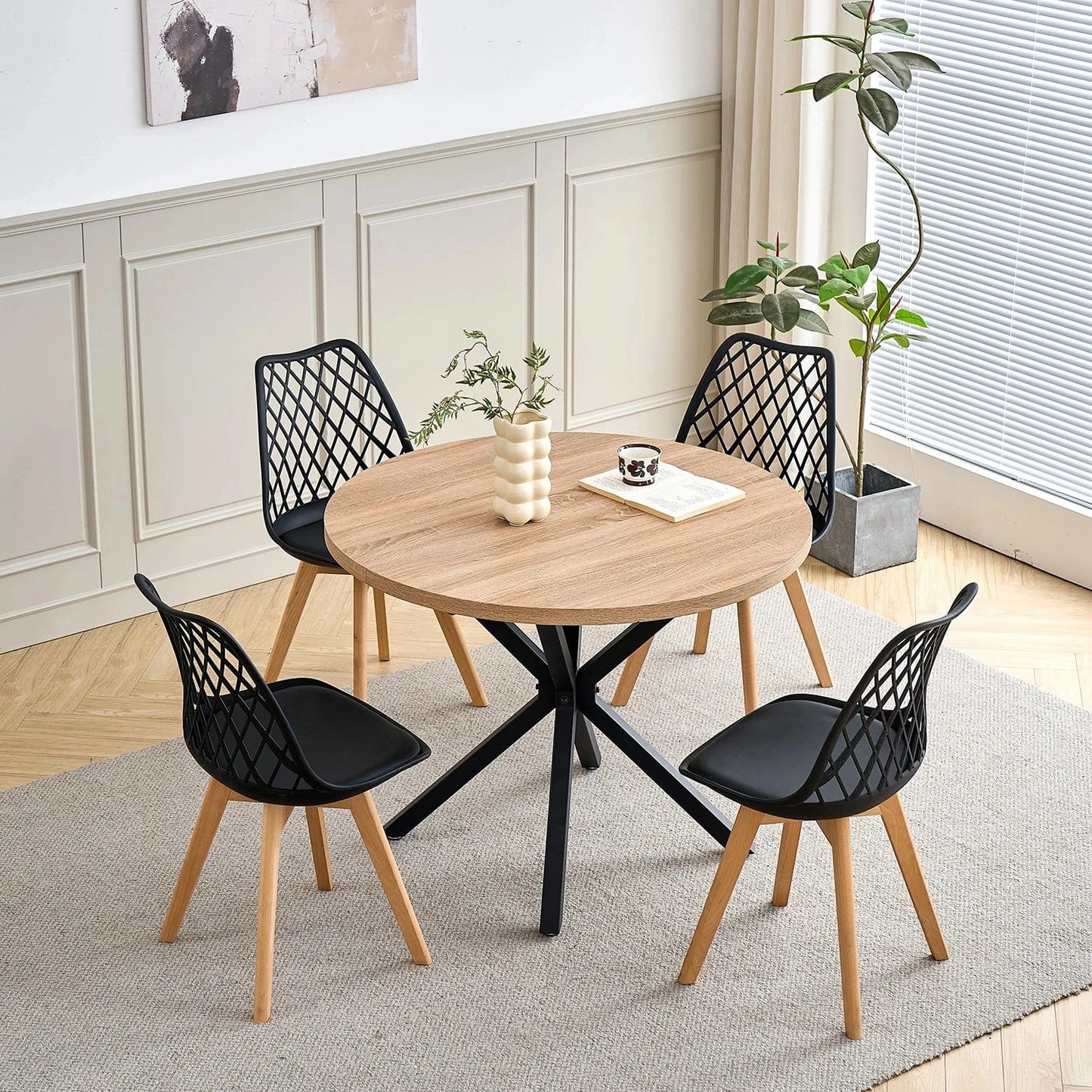 Chaises dossier quadrillé | SET de 4 à 6 chaises