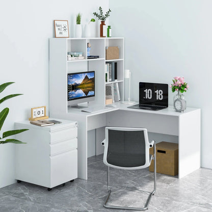 Bureau angle blanc avec etagere