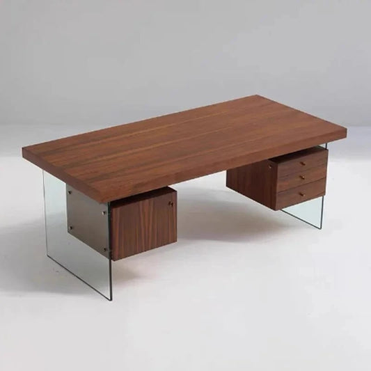 Bureau design en verre et bois