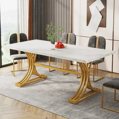 Table de réunion blanche et doré