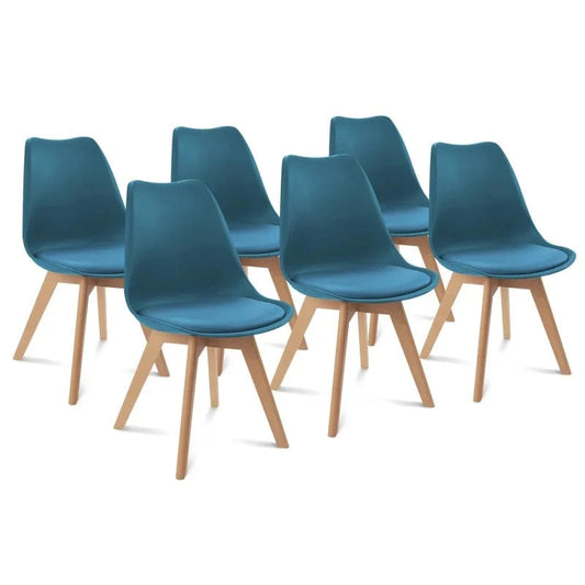 Chaises design nordiques pieds en bois de hêtre | SET de 6 pièces
