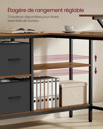 Bureau en l avec rangement