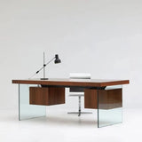 Bureau design en verre et bois