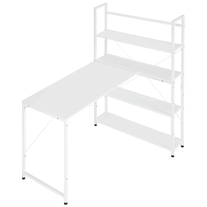 Bureau blanc équipé d'une étagère