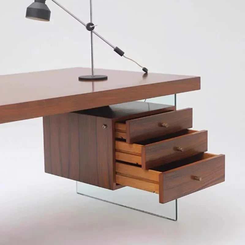 Bureau design en verre et bois