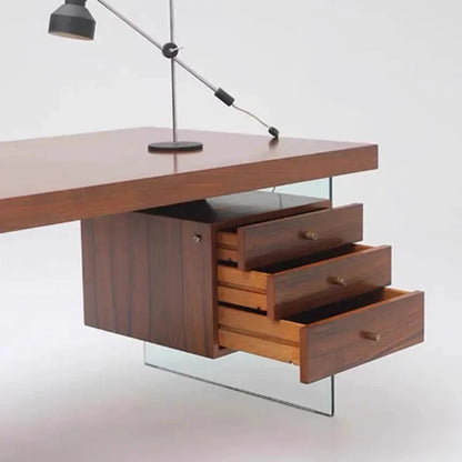 Bureau design en verre et bois