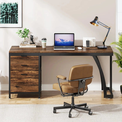 Bureau bois et metal noir