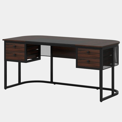 Bureau bois et noir 4 tiroirs