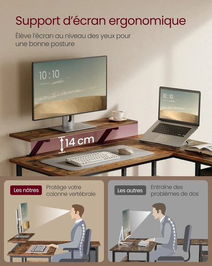 Bureau en l avec rangement