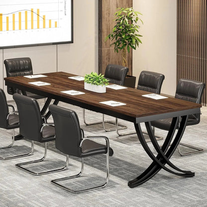 Grande table de réunion bois et métal