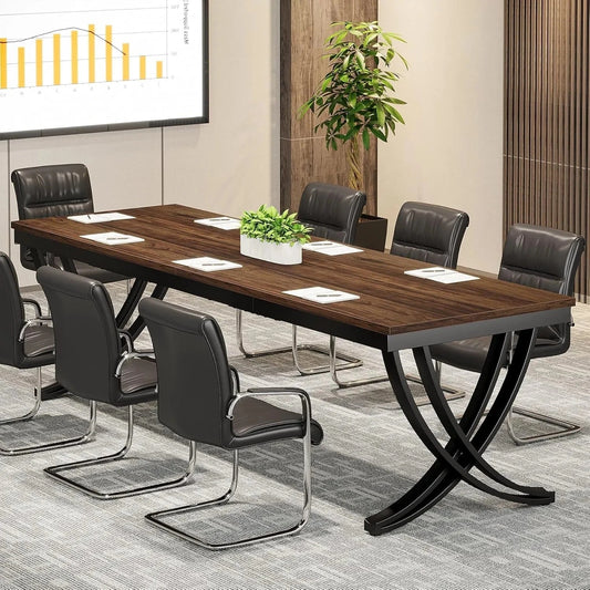 Grande table de réunion bois et métal