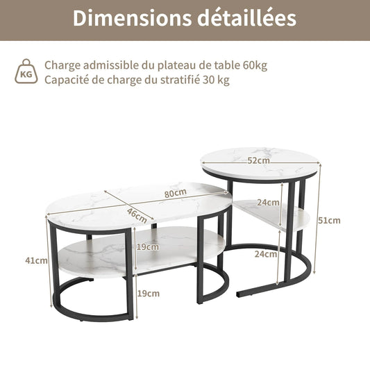 Table basse ronde en marbre blanc et fer doré