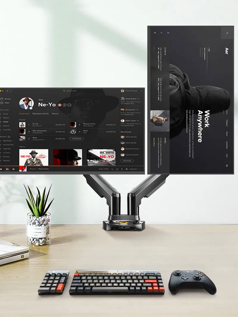Bras articulé écran PC et support laptop ressort à gaz
