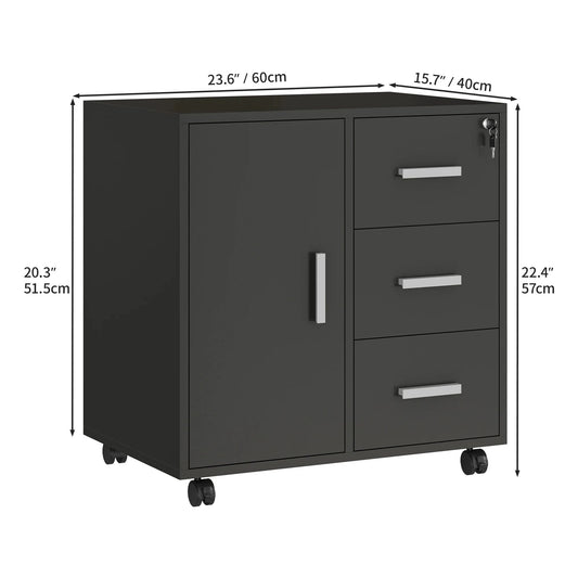 Gros caisson de bureau noir 3 tiroirs