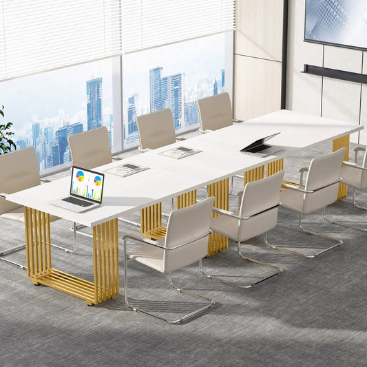 Bureau blanc et doré
