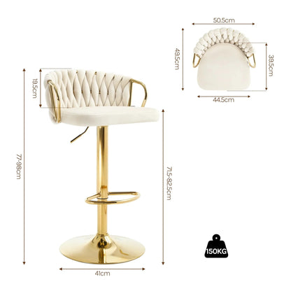 Chaise haute bureau en Velours | SET 2 PIÈCES