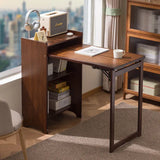 Bureau pliable en bois avec étagère latérale