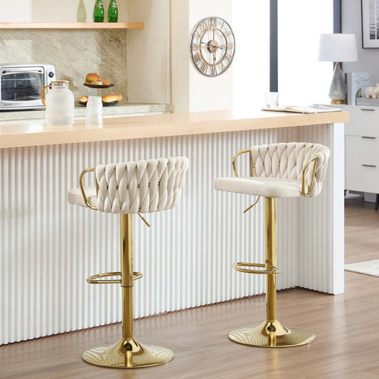 Chaise haute bureau en Velours | SET 2 PIÈCES