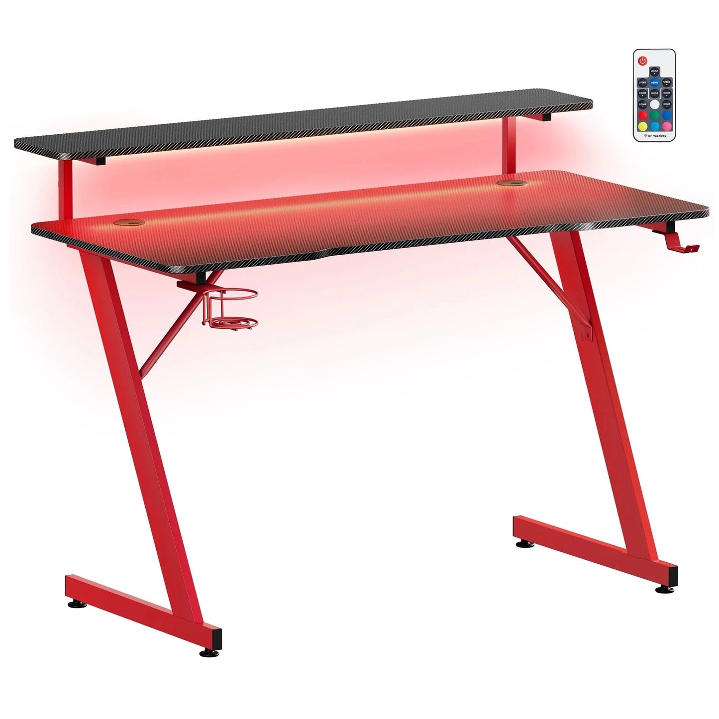 Bureau de gamer petit espace rouge et noir