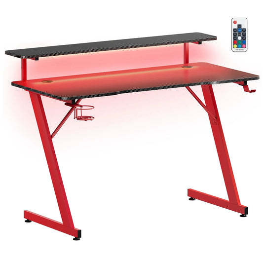 Bureau de gamer petit espace rouge et noir