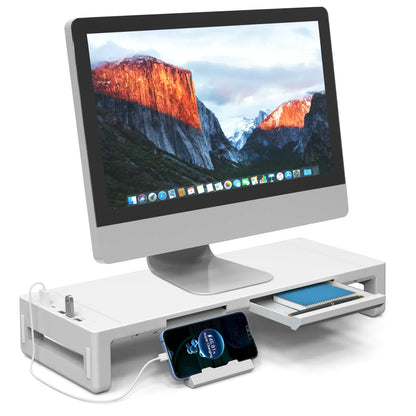 Rehausseur écran pliable avec tiroir et port USB