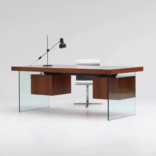 Bureau design en verre et bois
