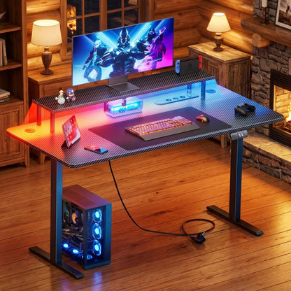 Bureau assis debout gaming installé dans un salon