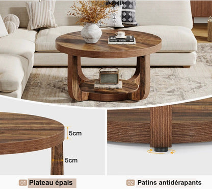 Plateau épais et patins antidérapants de la table basse