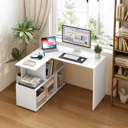 Bureau d'angle en bois avec étagère 120 x 100 cm